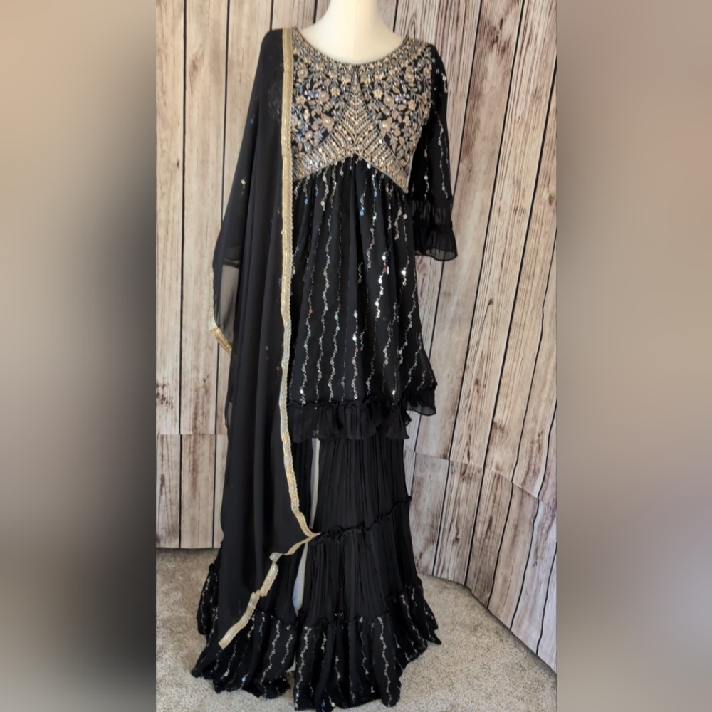 Elegant Black Sharara Kurta set
